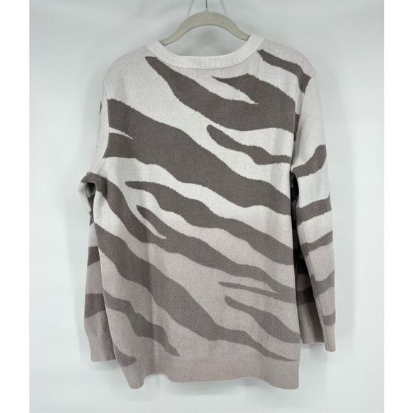 Barefoot Dreams Cozy Chic Ultra Lite Ocean Reef Pullover Zebra Print Size Large - Picture 4 of 10